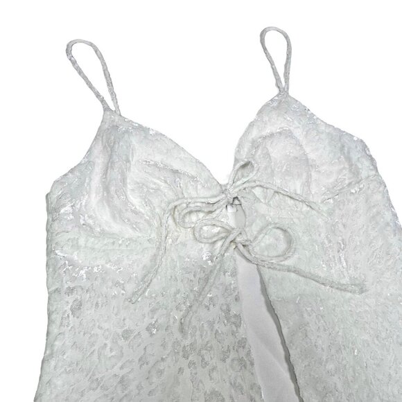 Revolve More To Come Josie Burnout Velvet Cami Top Sz.S White Bow Coquette Y2K - Picture 9 of 11